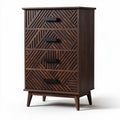Wooden storage chest with four drawers featuring a herringbone design 40 x 30 x 80cm