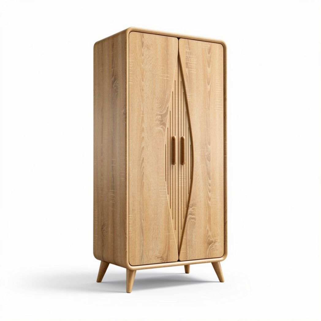 Wooden wardrobe with two doors and modern design dimensions 80 x 40 x 160cm