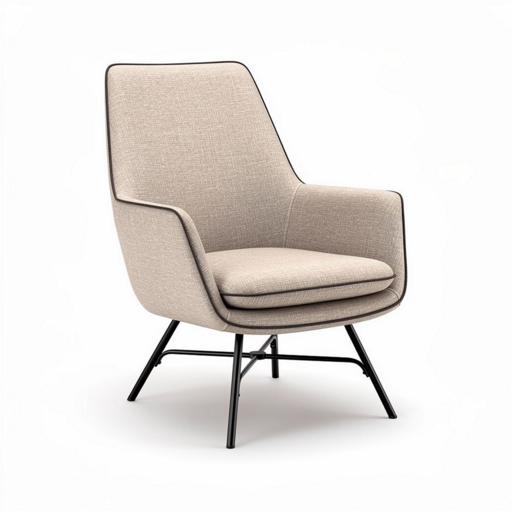 Fabric upholstered accent chair with metal legs 80 x 70 x 90 cm beige