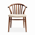 Wooden dining chair with cream fabric cushion 50 x 50 x 80cm